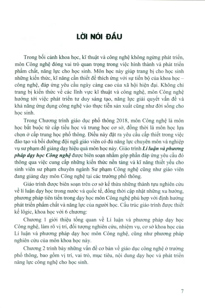 GIÁO TRÌNH LÍ LUẬN VÀ PHƯƠNG PHÁP DẠY HỌC CÔNG NGHỆ